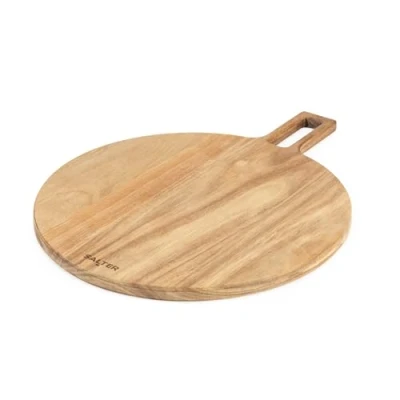 Image of Salter BW13692EU7 Toronto Pizza Board Acacia Wood Cutting with Paddle Handle, Round Serving Charcuterie &amp; Grazing Board, FSC® Certified Wood, Easy Hanging Loop Storage, Wipe Clean