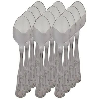Image of Kings Cutlery Tea Spoons Pack of 12 Stainless Steel Spoons, Genware Cutlery, Teaspoons