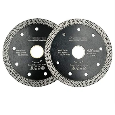 Image of SHDIATOOL Diamond Cutting Disc 2pcs 4.5 Inches / 115mm Saw Blade with Mesh Turbo for Porcelain Tile Ceramic Granite Marble