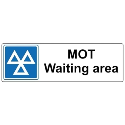 Image of MOT Waiting Area Safety Sign (L) 1mm Plastic (300mm x 100mm)