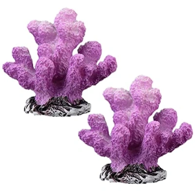 Image of 2pcs Simulated Resin Coral Aquarium Ornament Fish Tank Artificial Fake Plants Decoration