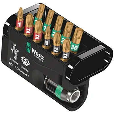 Image of Wera bit Check 12 Diamond 1 Anti Cam out BiTorsion Long Life set for drill/drivers PZ,PH,TX piece, 05057421001