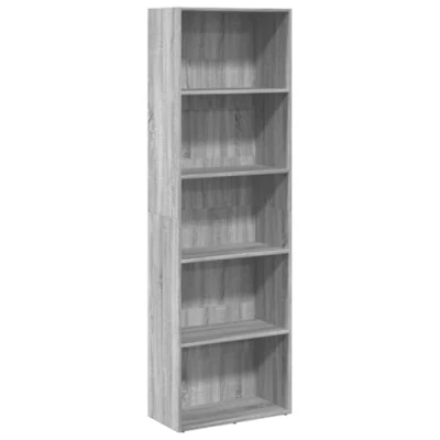 Image of vidaXL Bookcase Storage Rack Cabinet Bookshelf Freestanding Grey Sonoma Engineered Wood for Living Room, Bedroom, Hallway 60 x 30 189 cm