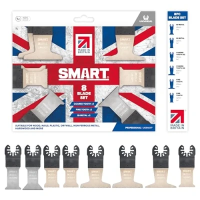 Image of SMART &#039;Made in Britain&#039; Professional Series 8 Piece Multi Tool Blade Set, x High Quality Blades