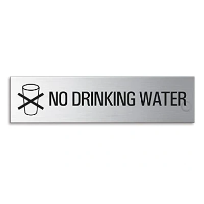 Image of Door Sign No Drinking Water Material Stainless Steel 160x40 mm finely brushed matt self adhesive Ofform Design No.27290
