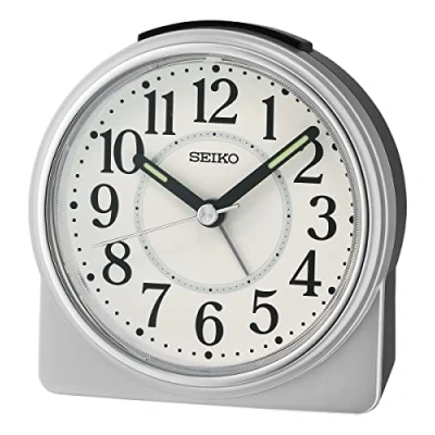 Image of Seiko UK Limited EU Alarm Clock, Silver &amp; Black, Rund
