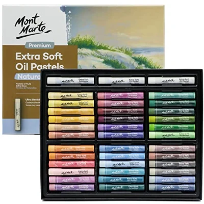 Image of MONT MARTE Extra Soft Oil Pastels Natural Hues Premium 39pc, Assorted Pastel Colours, Vibrant and Buttery, Versatile Art for Blending, layering &amp; Shading, Colouring Sketching