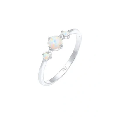Image of Elli Ring Ladies Band Geo Vintage Trend with Synthetic Opal in 925 Sterling Silver