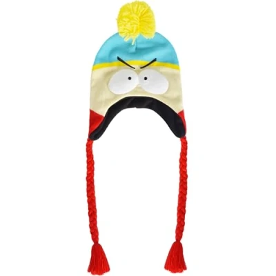 Image of Concept One South Park Beanie Hat, Eric Cartman Peruvian Winter Knit Cap with Pom and Tassels, Turquoise, Size, size