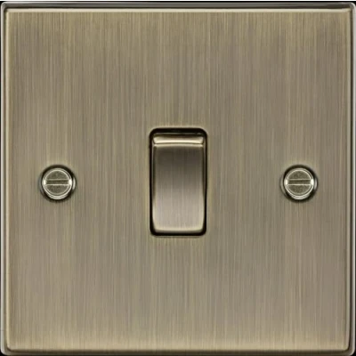 Image of KnightsBridge 10AX 1G 2 Way Plate Switch Square Edge Antique Brass