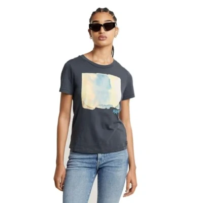 Image of G Star RAW Womens Abstract Water Color Print Top Grey Cotton Size Large