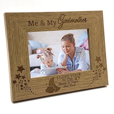 Image of ukgiftstoreonline Me and My Godmother Love You To The Moon Photo Frame Gift (8 x 10 Inch)