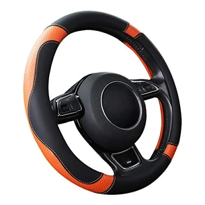 Image of SFONIA Car Steering Wheel Cover Protector Microfiber Leather Universal 37 38cm / 15&quot; Anti slip Breathable Durable (Orange)
