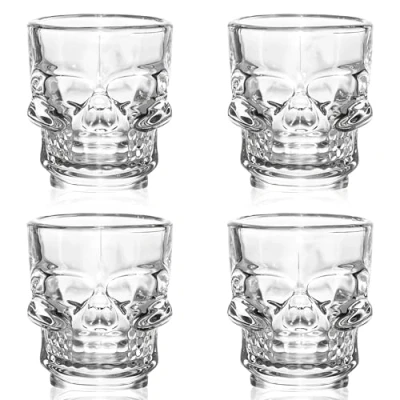 Image of FLOW Barware Skull Shot Glasses 25ml &amp; 50ml Freezer Safe Tequila Glasses, Gifts or Ornament Glass Design Set