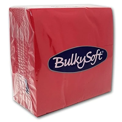 Image of Paper Serviettes Soft Napkins 33x33cm 2PLY BulkySoft Solid Colours Choose (Red)