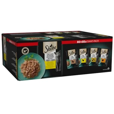Image of SHEBA Fine Flakes Cat Pouches Poultry Collection in Jelly 80x85g