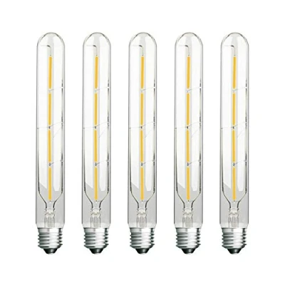 Image of ZFQ T30 Filament Vintage LED Bulbs 225mm Decorative Long Tube Light Retro Industrial Antique Edison E27 4W 400LM 6500K Cool White, Clear Glass Cover, Non Dimmable 5 Pack