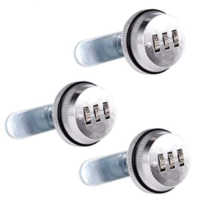 Image of Spotact Combination Cam Lock Security Locks Bright Chrome Zinc Alloy Password Coded for Box Cabinet (3 Pcs) (2cm)