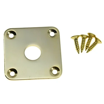 Image of KAISH Gold Flat Bottom Metal Jack Plate Base Square Jackplate for Les Paul LP Guitars