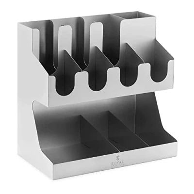 Image of Royal Catering RCCS 04 Coffee cup and lid dispenser 11 subjects Stainless steel holder organiser Paper