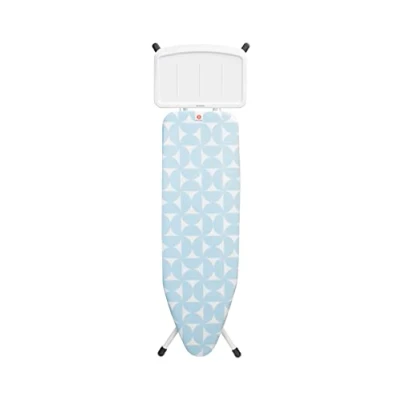 Image of Brabantia Ironing Board B with XL Steam Unit Holder Medium &amp; Foldable Adjustable Height Non Slip Rubber Feet Cotton Cover Child Transport Lock Fresh Breeze 124 x 38 cm