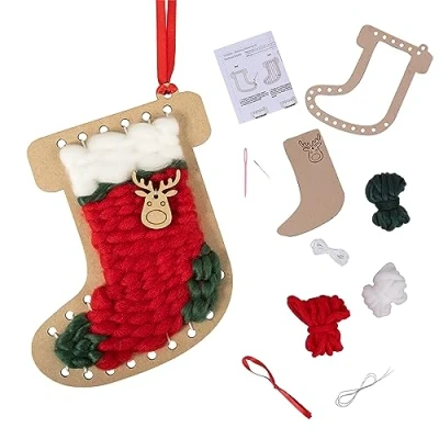 Image of Trimits Make Your Own Weaving Kit Christmas Stocking Decorations, 16 x 15.5cm