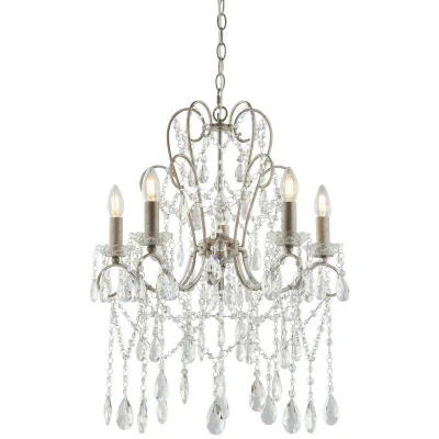 Image of Taranto Multi Arm Lamp Pendant Ceiling Lamp, Aged Silver Paint, Cut Glass