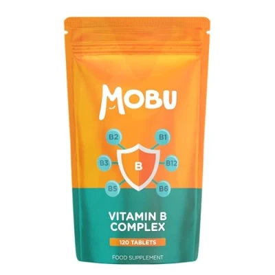 Image of Vitamin B Complex 120 Tablets Optimal Mix of All 8 Essential Vitamins B1, B2, B3, B5, B6, B12, Biotin &amp; Folic Acid Tiredness Fatigue Support Vegan UK Made GMP Approved MOBU
