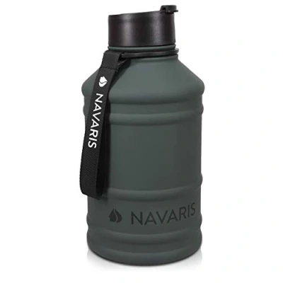 Image of Navaris Stainless Steel Water Bottle 2.2 Litre Large Metal Sports, Camping, Gym Canteen for Drinking Water, Liquid, Drinks