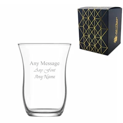 Image of Personalised Engraved 95ml Glass Tea and Coffee Cup with Gift Box