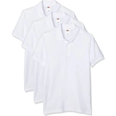Image of Fruit of the Loom Men&#039;s 65/35 Polo Shirt, White, M UK