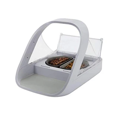 Image of Sure Petcare SureFeed Microchip Pet Feeder Connect, RFID Collar Tags Compatible, Mobile App Control, Works for Wet and Dry Food, White, Hub 4 x C Cell Batteries Required, Not Included