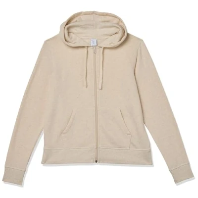 Image of Amazon Essentials Women&#039;s French Terry Fleece Full Zip Hoodie (Available in Plus Size), Oatmeal Heather, M