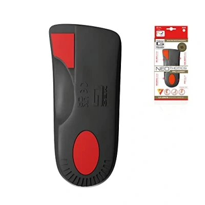 Image of Neo G NeoThotics Pro Expert Best Insoles for Plantar Fasciitis &amp; Achilles Tendonitis Support 3/4 Length Flat Foot Orthopedic Inserts Heel Pain Relief Shoe L Black/Red