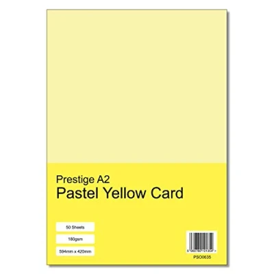 Image of Prestige A2 Pastel Yellow 180gsm Craft Card x 50 Sheets (594mm 420mm)