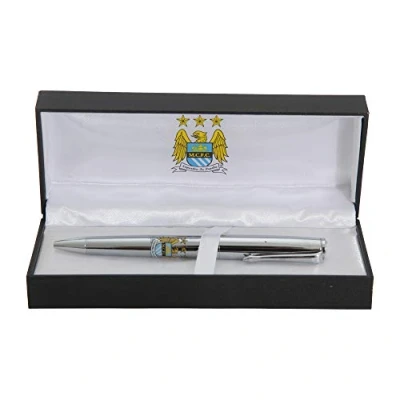 Image of Manchester City FC Official Chrome Football Crest Ball Point Pen (One Size) (Silver)