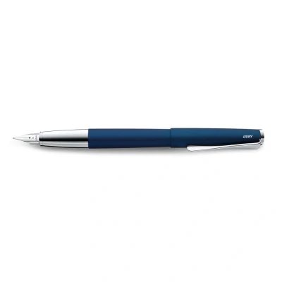 Image of Lamy studio imperialblue Fountain Pen in elegant metal body steel nib, partially platinum plated &amp; nib size EF incl T 10 blue ink cartridge