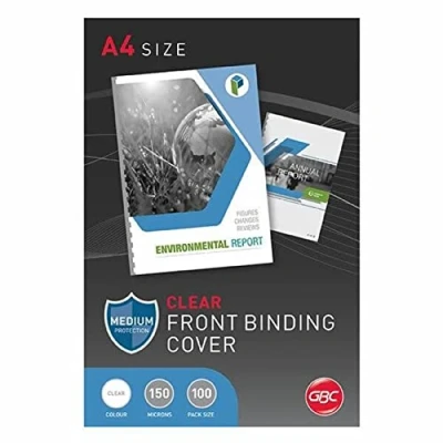 Image of GBC 150 Micron PVC Hi Clear Binding Cover A4 Pack of 100,