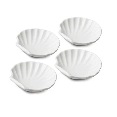 Image of WM Bartleet &amp; Sons 1750 TSET112 Traditional Porcelain Set of 4 Shell Design Serving Dishes 10cm White