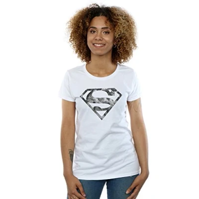 Image of DC Comics Women&#039;s Superman Marble Logo T Shirt Small White