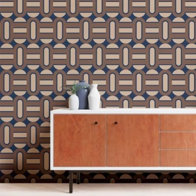 Image of A.S. Création Retro 70&#039;s Shapes Wallpaper Blue/Brown/Beige Chic 395363 8.50m x 0.53m Paste The Wall