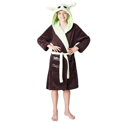 Image of Star Wars Baby Yoda Kids Dressing Gown, The Mandalorian Child Boys Robes (Brown/Green, 9 10 Years)