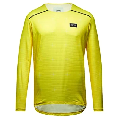 Image of GORE WEAR Men&#039;s Breathable Shirt, Contest, Comfortable Long sleeved Functional Quick drying, Washed Neon Yellow, S