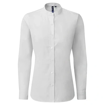 Image of Premier Women&#039;s Banded Collar &#039;grandad&#039; Shirt White L