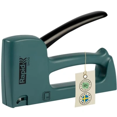 Image of Rapid R53 Staple Gun Skog Green Casing Crafted With 90% Recycled Plastics, Made in Sweden, Upholstery All steel Wear Parts Inside, For No.53 Staples 4 10mm
