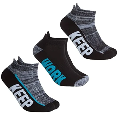 Image of Metzuyan 3 Pairs Boys Kids Childrens Trainer Liner Walk Run Jog Low Cut Ankle Socks Blue Size 4 6
