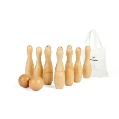 Image of Bigjigs Toys 10 Pin Bowling Set 12pcs Wooden Skittles, Garden Sets &amp; Lawn Games, Eco Friendly Gifts For Toddlers Kids, Age 2 Years Old +