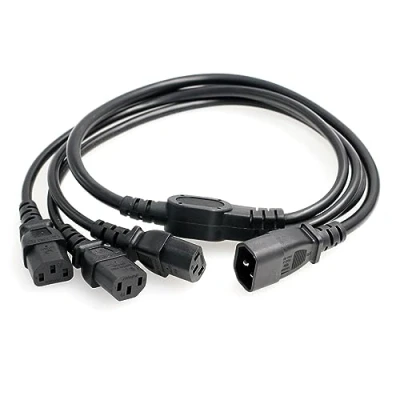 Image of HangTon UPS PDU Computer PC Server Power Splitter Cord IEC320 C14 to 3 x C13 10A 250V Extension Adapter Cable 1m