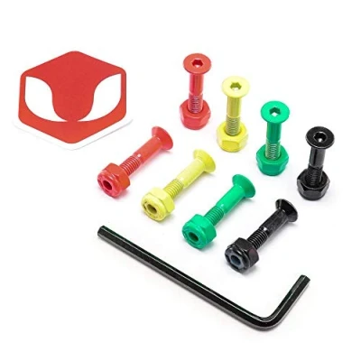 Image of Venom 1&quot; Allen Key Directional Skateboard Deck Bolts/Screws/Hardware Rasta