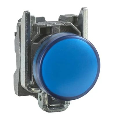 Image of Schneider Electric Harmony XB4 Pilot Indicator Light, Metal, Plain Lens, Integral LED, Industrial Control, 24V AC/DC, XB4BVB6, Blue